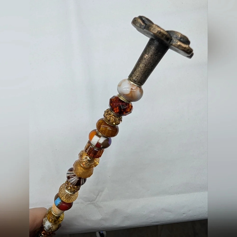 Beaded Fairy Wand/Plant/Garden Stake W/Metal Topper
